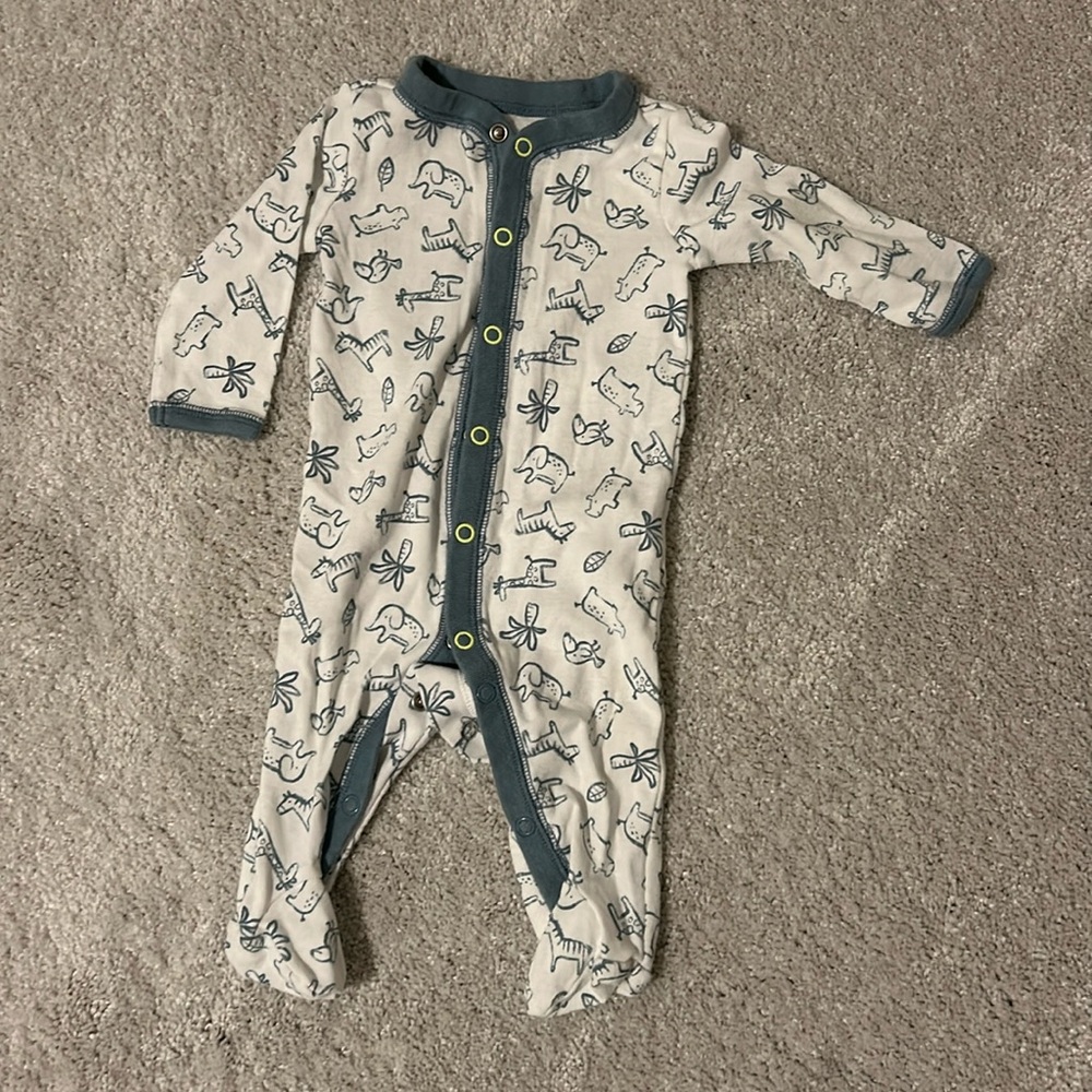 3 month Footie Onesie Safari Jungle Elephant Giraffe Theme